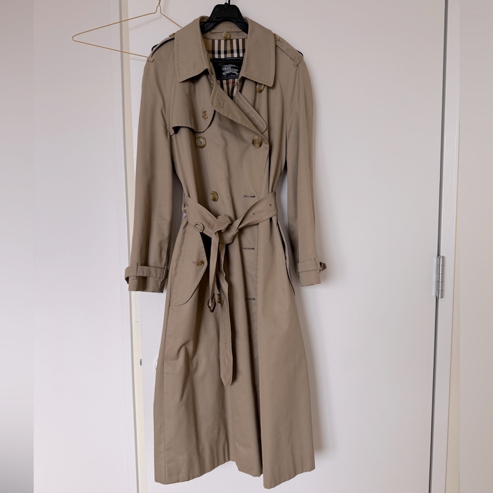 Vintage Burberry khaki long trench coat